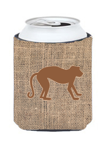 Monkey Burlap And Brown Can Or Bottle Hugger