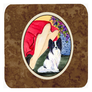 Lady With Her Papillon Foam Coasters, Set Of 4