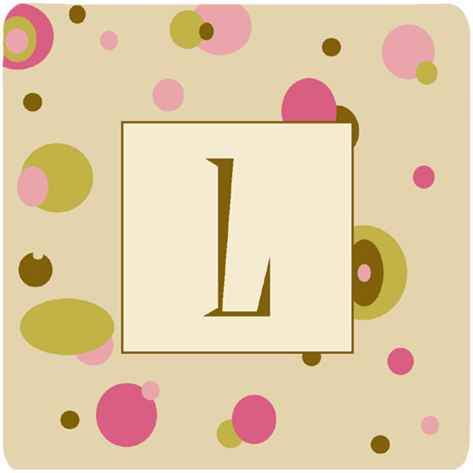 CJ1004-LFC Monogram - Tan Dots Foam Coasters Initial Letter L- Set Of 4