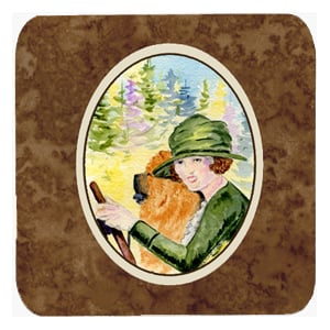 Lady Driving With Her Chow Chow Foam Coasters, Set Of 4