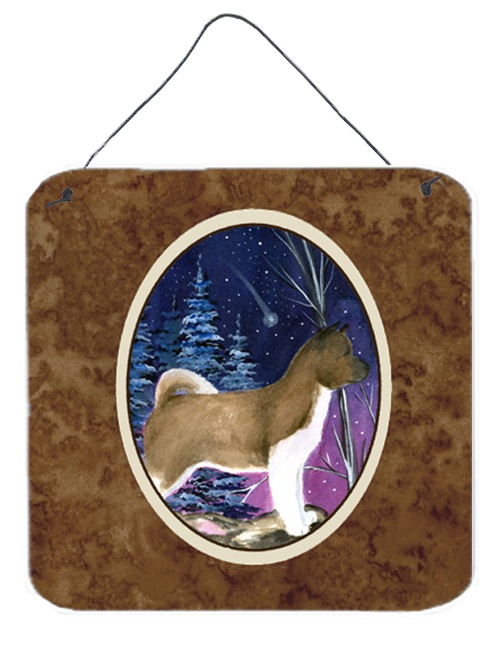 6 In. Starry Night Akita Aluminium Metal Wall Or Door Hanging Prints
