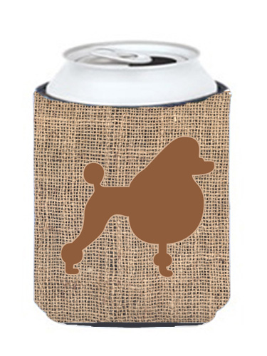 Picture of Carolines Treasures BB1072-BL-BN-CC Poodle Burlap And Brown Can Or Bottle  Hugger