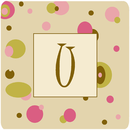 CJ1004-UFC Monogram - Tan Dots Foam Coasters Initial Letter U- Set Of 4