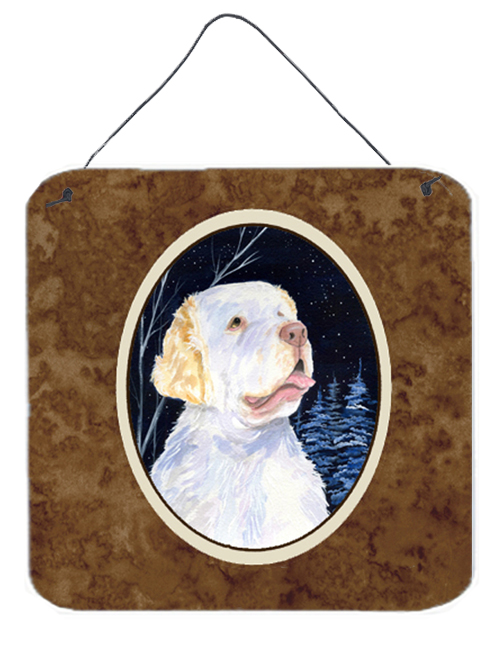 SS8356DS66 6 In. Starry Night Clumber Spaniel Aluminium Metal Wall Or Door Hanging Prints