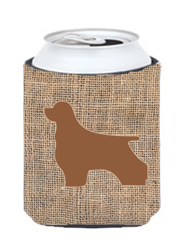 Cocker Spaniel Burlap And Brown Can Or Bottle  Hugger