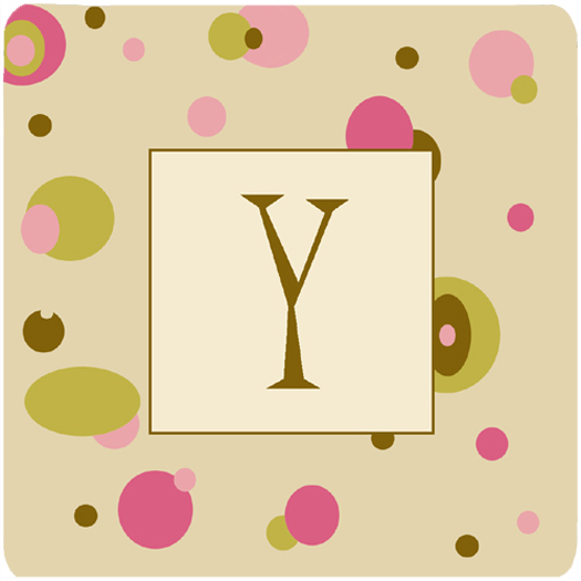 CJ1004-YFC Monogram - Tan Dots Foam Coasters Initial Letter Y- Set Of 4