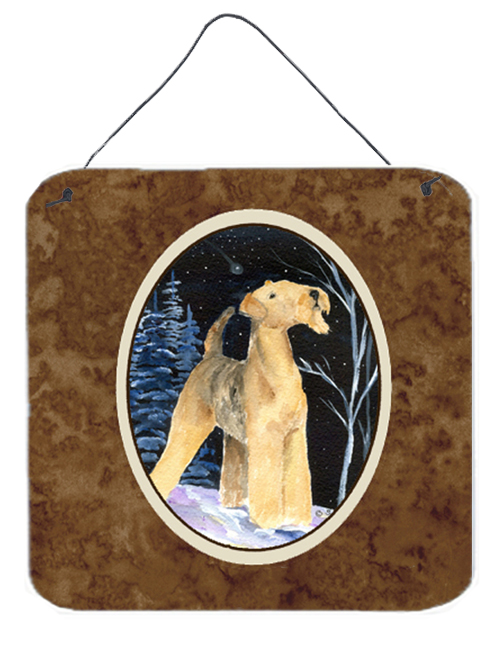 6 In. Starry Night Airedale Aluminium Metal Wall Or Door Hanging Prints