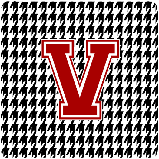 Monogram - Houndstooth Foam Coasters Initial V, Set Of 4