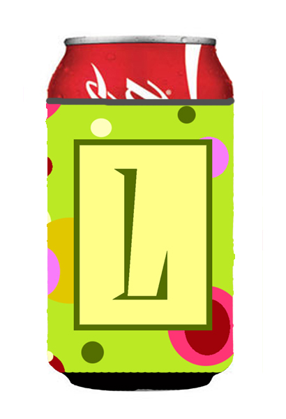 Letter L Initial Monogram - Green Can Or Bottle Hugger