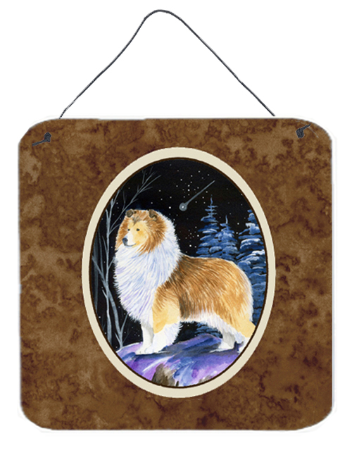 SS8368DS66 6 In. Starry Night Sheltie Aluminium Metal Wall Or Door Hanging Prints