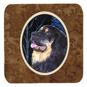 Starry Night Tibetan Mastiff Foam Coasters - Set of 4