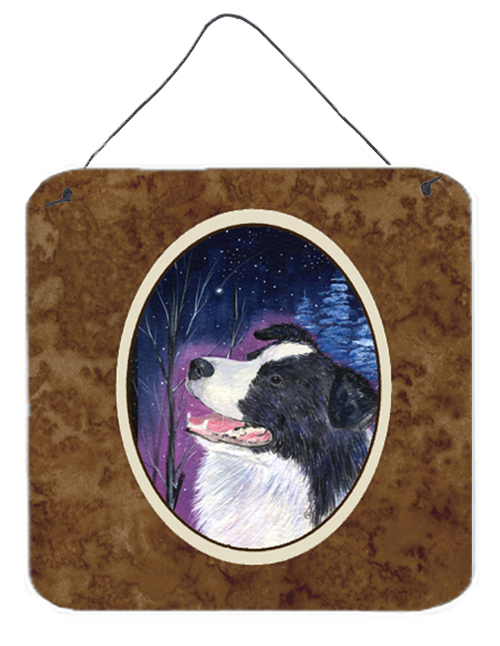 6 In. Starry Night Border Collie Aluminium Metal Wall Or Door Hanging Prints