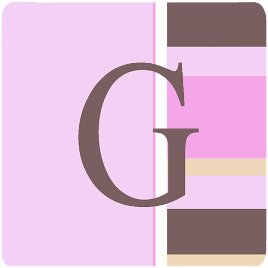 Monogram - Pink Stripes Foam Coasters Initial Letter G, Set Of 4