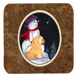 Snowman With Chow Chow Foam Coasters- Set Of 4