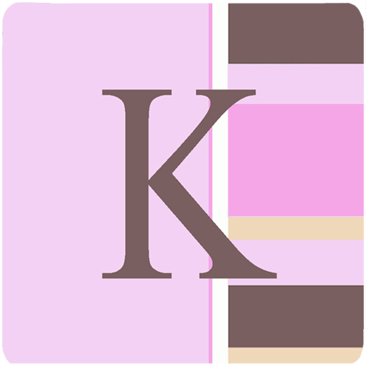 Monogram - Pink Stripes Foam Coasters Initial Letter K, Set Of 4