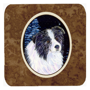 Starry Night Border Collie Foam Coasters- Set Of 4