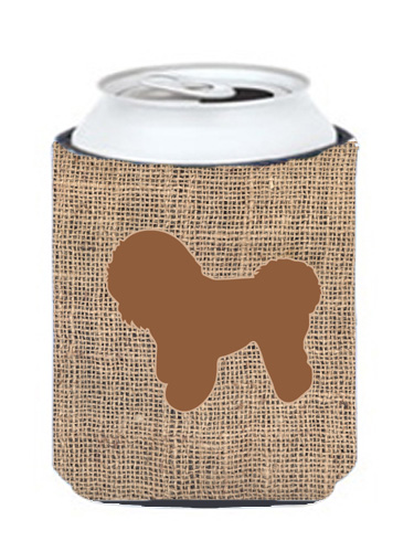 Bichon Frise Burlap And Brown Can Or Bottle  Hugger