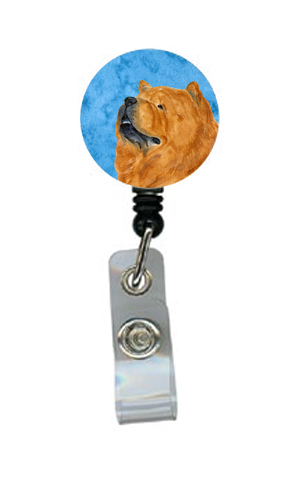 Chow Chow Retractable Badge Reel Or Id Holder With Clip - Blue/Brown