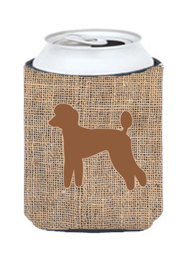 Poodle Burlap And Brown Can Or Bottle Hugger