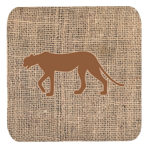 Leopard Burlap And Brown Foam Coasters, Set Of 4
