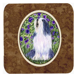 Bearded Collie Foam Coasters, Set Of 4