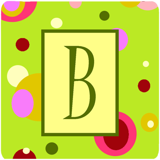 CJ1010-BFC Monogram - Green Foam Coasters Initial Letter B- Set Of 4