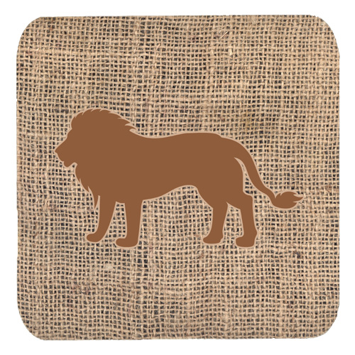 Picture of Carolines Treasures BB1009-BL-BN-FC Lion Burlap And Brown Foam Coasters- Set Of 4