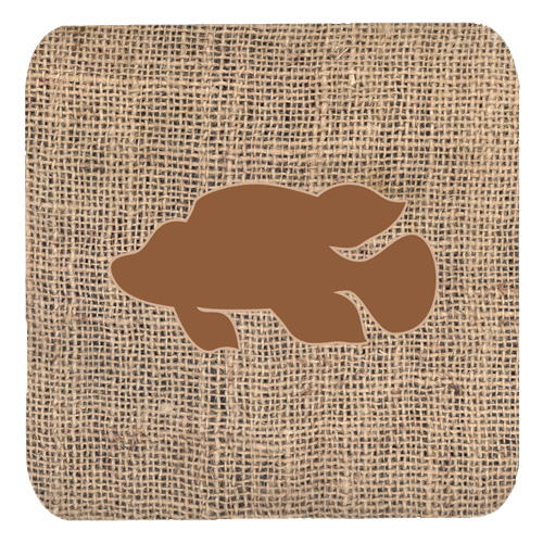 Fish - Tropical Fish Burlap And Brown Foam Coasters, Set Of 4