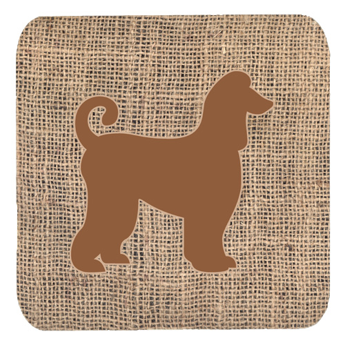 Picture of Carolines Treasures BB1066-BL-BN-FC Afghan Hound Burlap And Brown Foam Coasters- Set Of 4