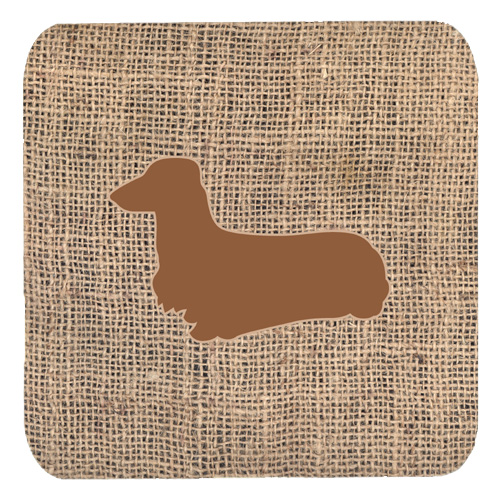 Dachshund Burlap And Brown Foam Coasters- Set Of 4