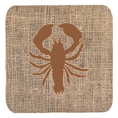 Lobster Burlap And Brown Foam Coasters, Set Of 4
