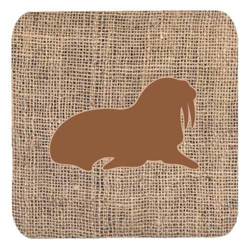 Walrus Burlap And Brown Foam Coasters, Set Of 4