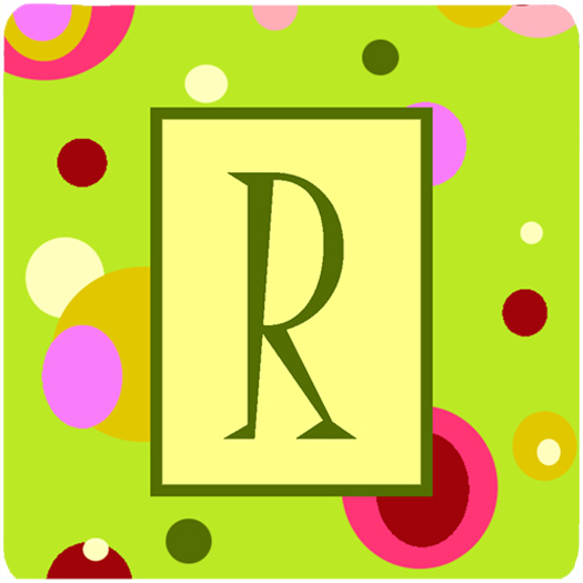CJ1010-RFC Monogram - Green Foam Coasters Initial Letter R- Set Of 4