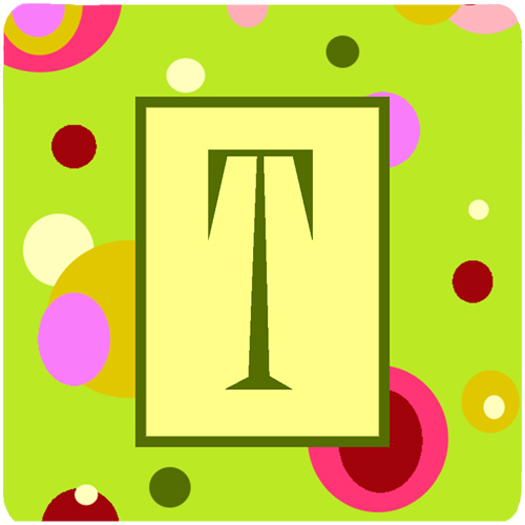 Monogram - Green Foam Coasters Initial Letter T, Set Of 4