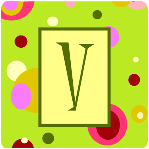 Monogram - Green Foam Coasters Initial Letter V- Set Of 4