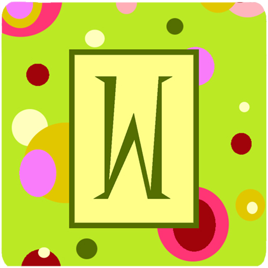 CJ1010-WFC Monogram - Green Foam Coasters Initial Letter W- Set Of 4