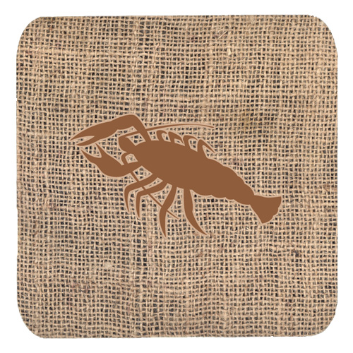 Lobster Burlap And Brown Foam Coasters, Set Of 4