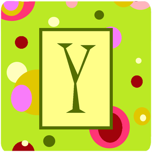 Monogram - Green Foam Coasters Initial Letter Y, Set Of 4