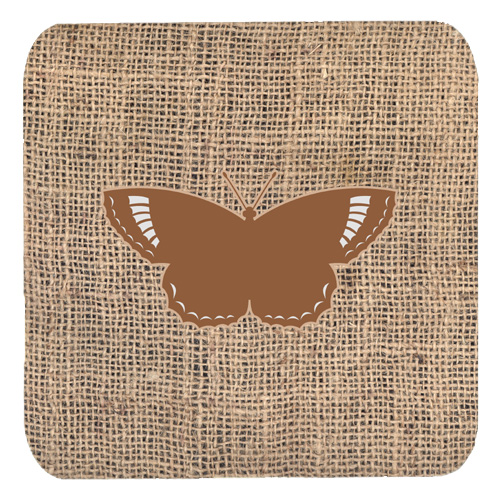 Butterfly Burlap And Brown Foam Coasters, Set Of 4