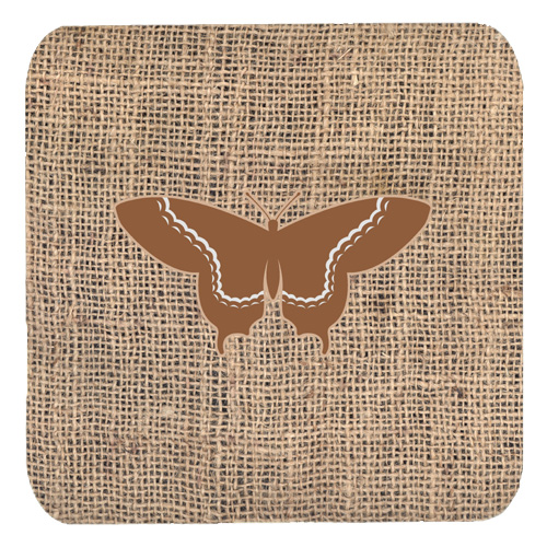 Butterfly Burlap And Brown Foam Coasters, Set Of 4