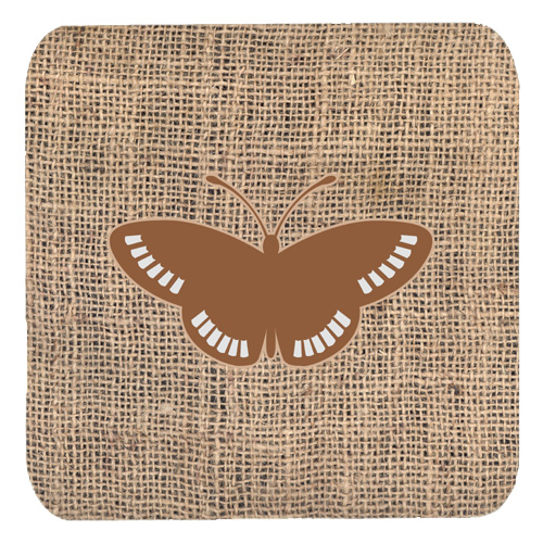 Butterfly Burlap And Brown Foam Coasters, Set Of 4