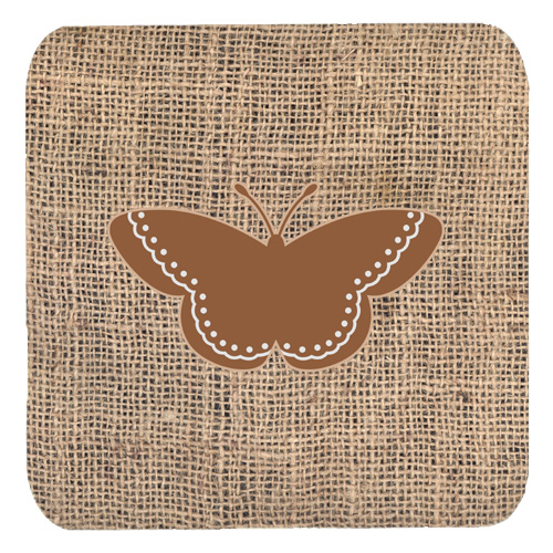 Butterfly Burlap And Brown Foam Coasters, Set Of 4