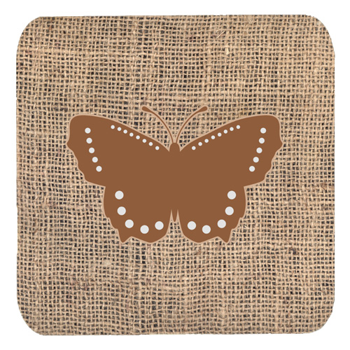 Butterfly Burlap And Brown Foam Coasters, Set Of 4