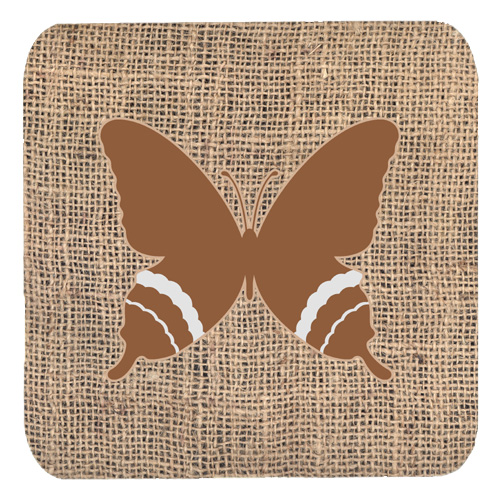 Butterfly Burlap And Brown Foam Coasters, Set Of 4