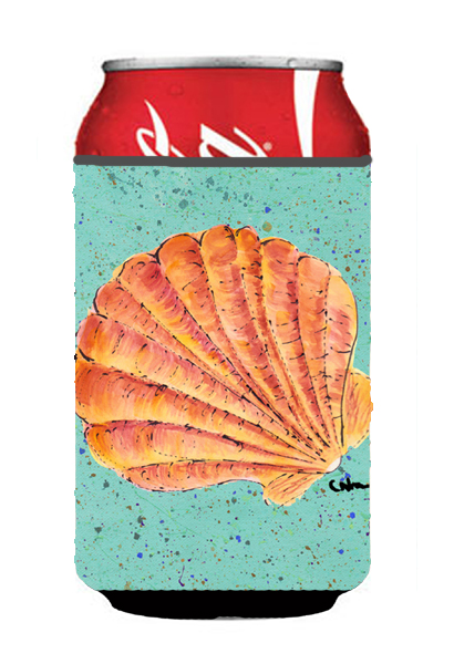 Picture of Carolines Treasures 8523CC Scallop Shell On Teal Can Or Bottle  Hugger