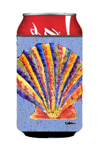 Picture of Carolines Treasures 8525CC Scallop Shell On Blue Can Or Bottle  Hugger