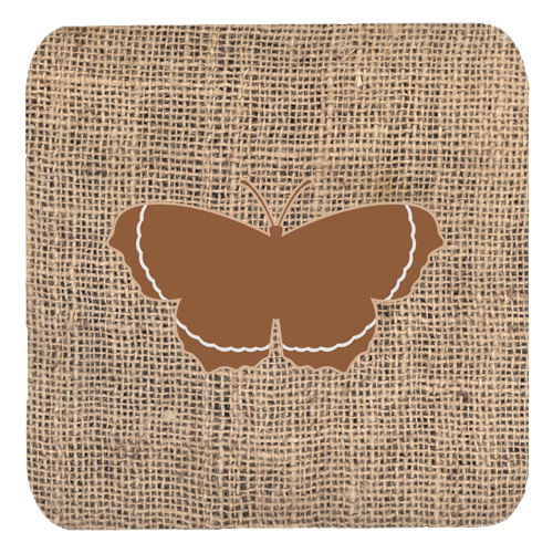 Butterfly Burlap And Brown Foam Coasters, Set Of 4