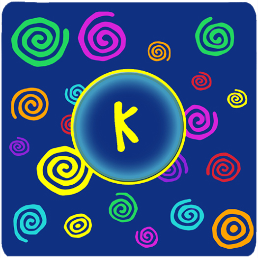Monogram - Blue Swirls Foam Coasters Initial Letter K, Set - 4