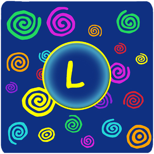 Monogram - Blue Swirls Foam Coasters Initial Letter L, Set - 4