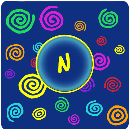 CJ1011-NFC Monogram - Blue Swirls Foam Coasters Initial Letter N- Set - 4